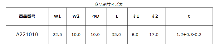 カプラカバーのサイズ表